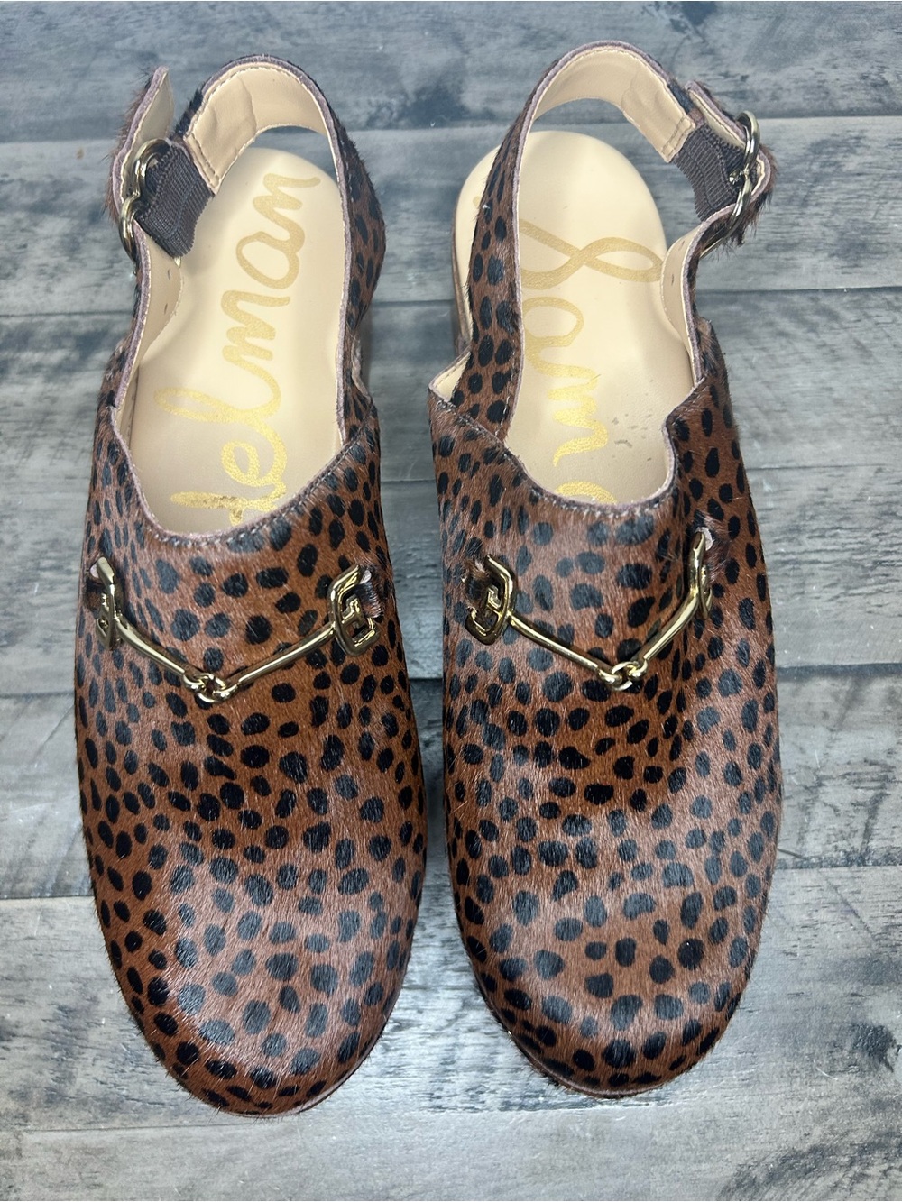 Sam Edelman Hilda Leopard Print Slingback Clog with Studded Wood Heel - Picture 3 of 7